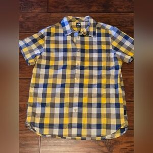 The North Face Mens Blue/yellow Plaid Button Down Large